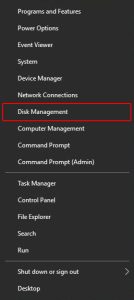 selecteer Schijfbeheer in het Windows-startmenu