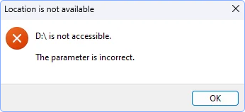 le paramètre est incorrect