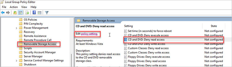 Go to Policy Setting