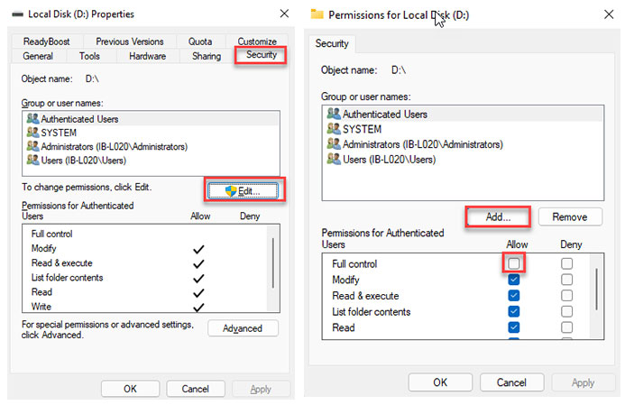 Accédez à l'onglet Sécurité.