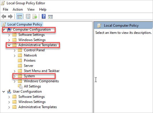 Dans l'éditeur de stratégie de groupe local
