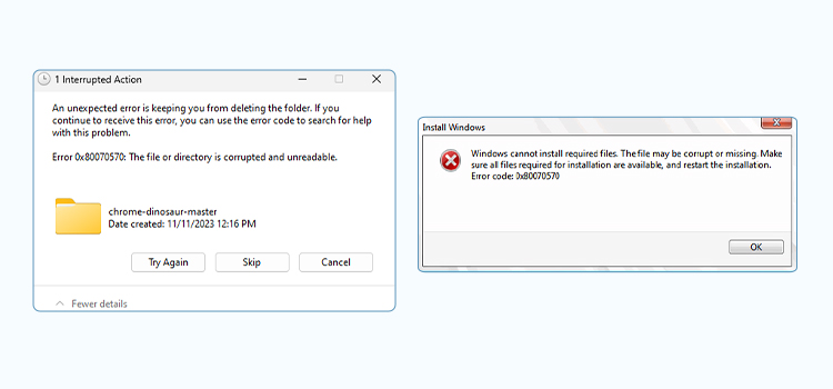 Code d'erreur 0x80070570