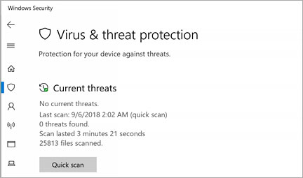 Cliquez sur « Protection contre les virus et les menaces ».