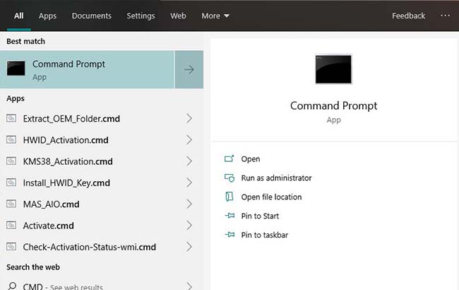 Cliquez sur la barre de recherche de Windows et tapez CMD - Stellar