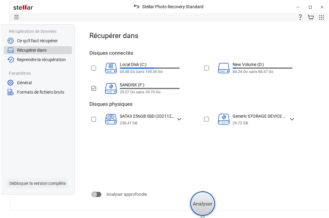 Sélectionnez Récupérer à partir de