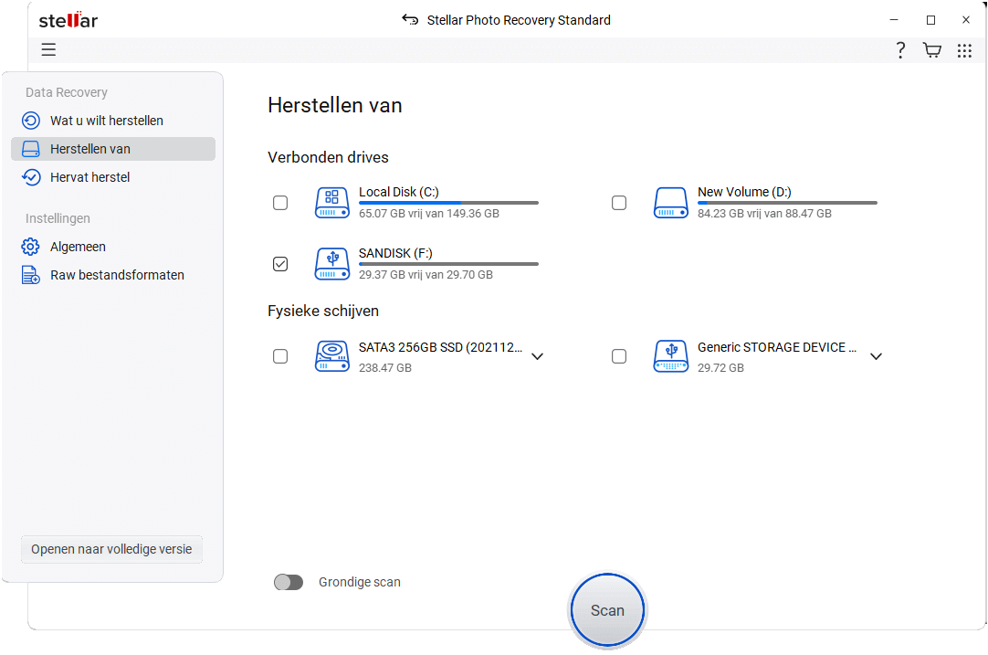 Selecteer Herstellen van