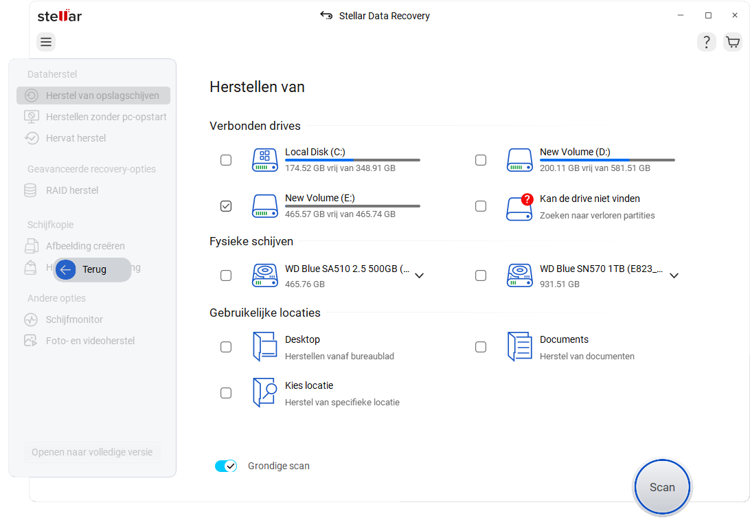 Selecteer Herstellen van