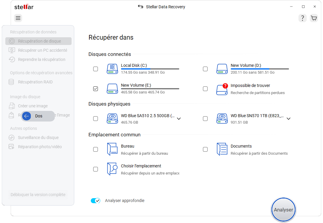 Sélectionnez Récupérer à partir de